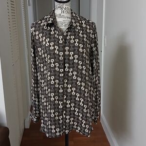 L'AGENCE NINA BUCKLE PRINT SILK BLOUSE IN CARAFE/IVORY‎ BUCKLE